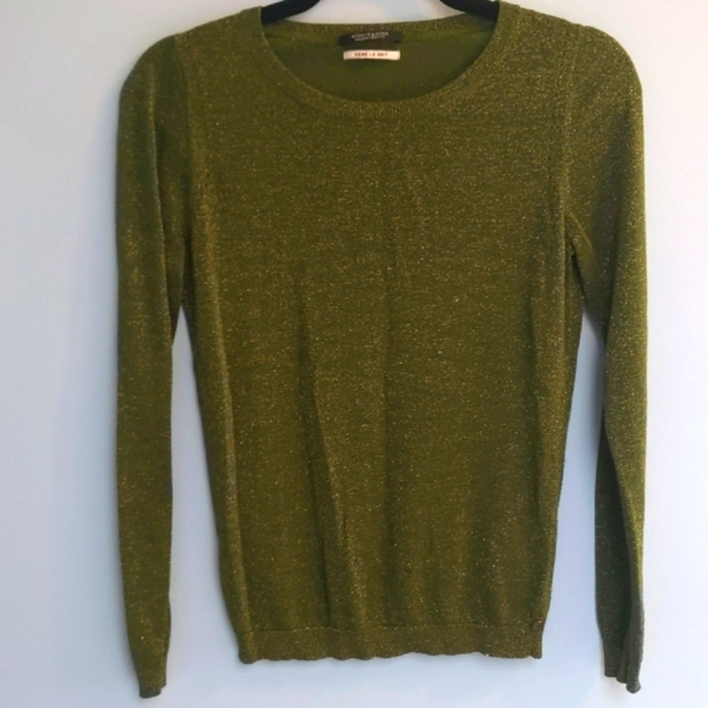 Scotch & Soda Green Knit Sweater With Gold Sparkles
